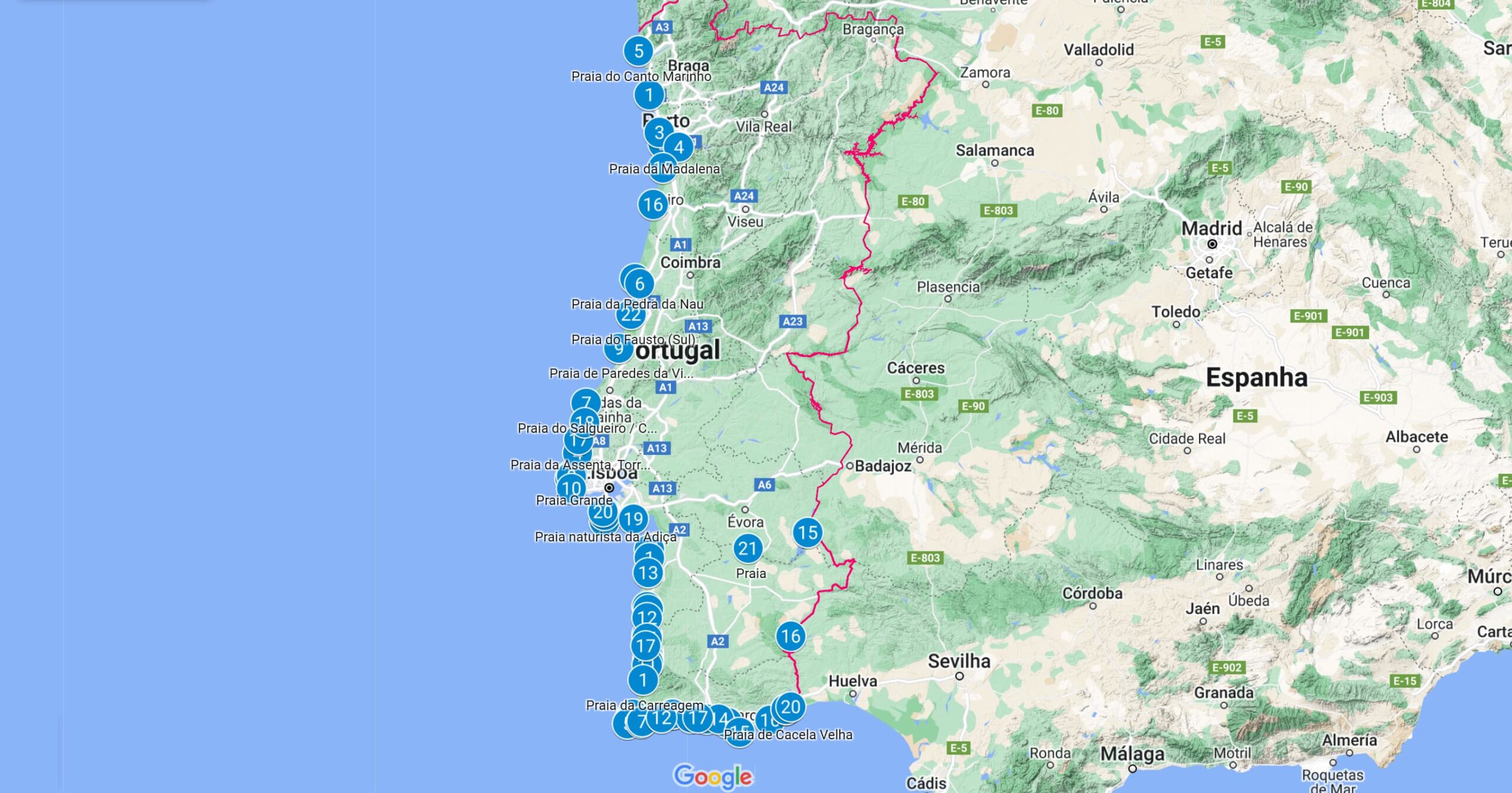 praia_da_tocha_map, Mapa do centro e norte de portugal e um…